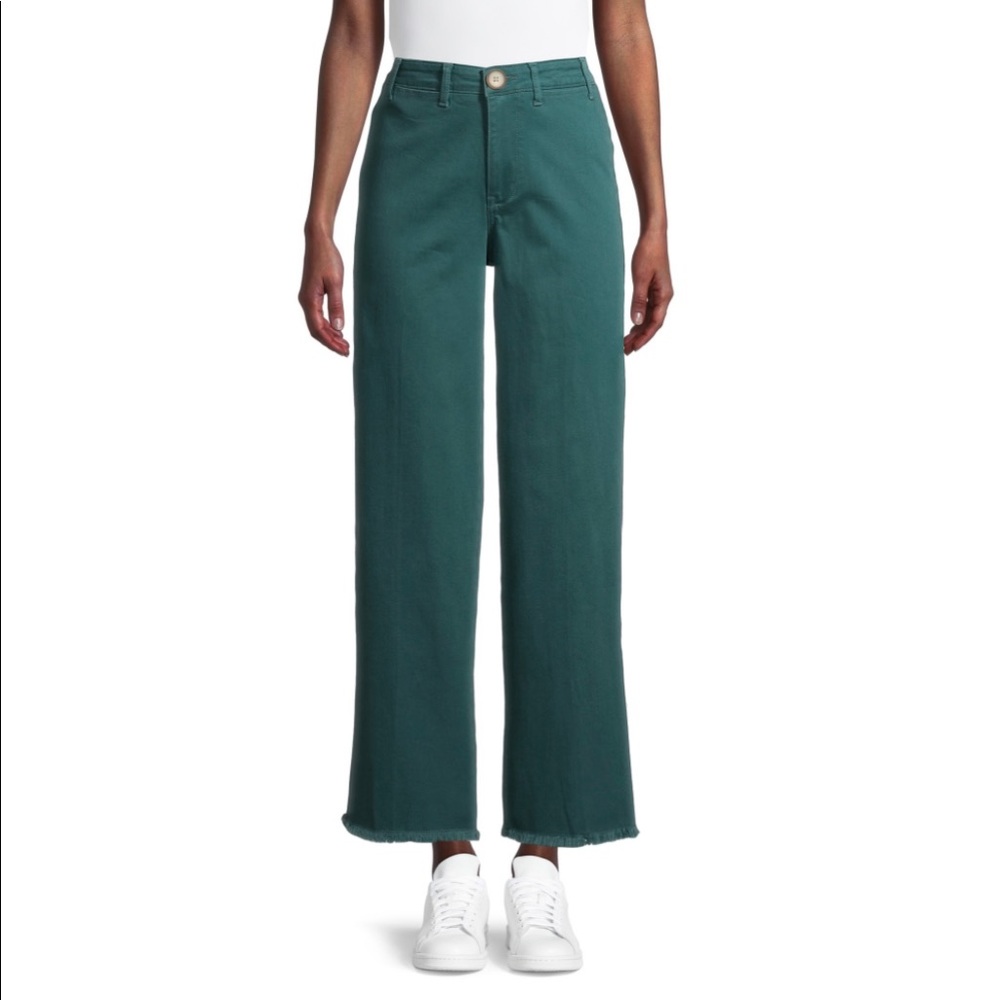 High Waisted Crop Wide Leg Pants with Fringe